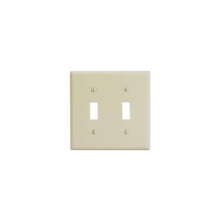 Leviton Toggle Switch Wall Plate, 2 Gang, Ivory 86009